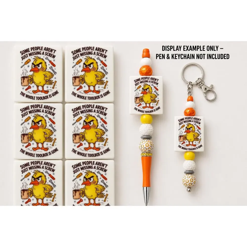 6 Silicone Focal Beads Funny Quote Pen Keychain Craft Supplies